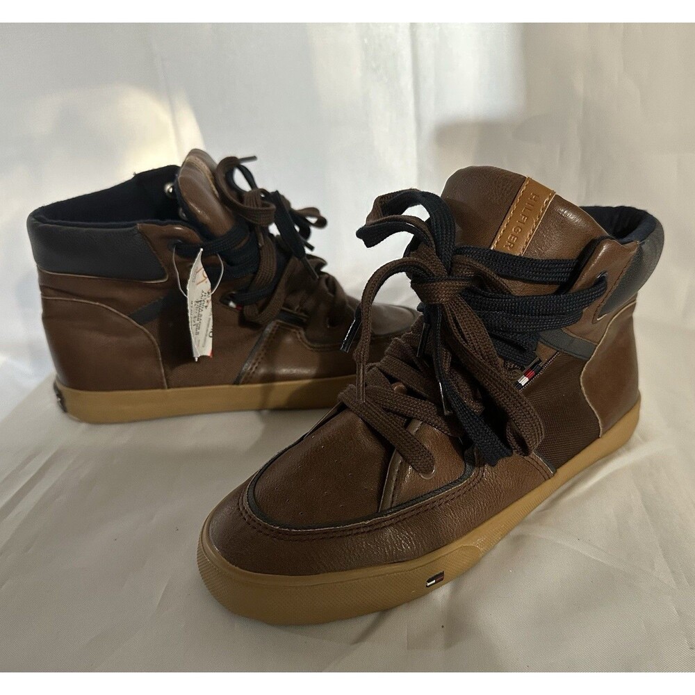 Tommy Hilfiger Boys Dennie High Top Dark Brown Boots Youth Size 4